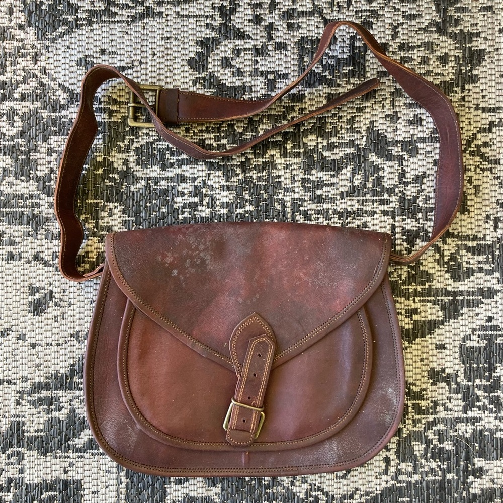 Brown Leather Saddle Bag